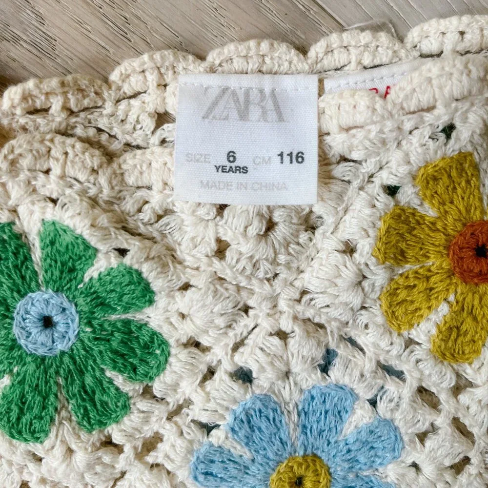EUC Zara Girls Crochet Knitwear Dress Size 6 - Picture 2 of 3